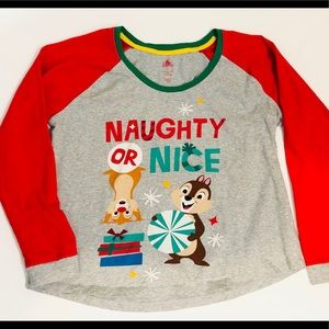 Disney Christmas Pajama Top CHIP 'n DALE XL
